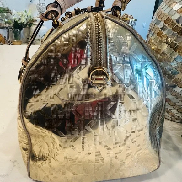 Michael Kors Gold Oversized Satchel Bag - Picture 5 of 10